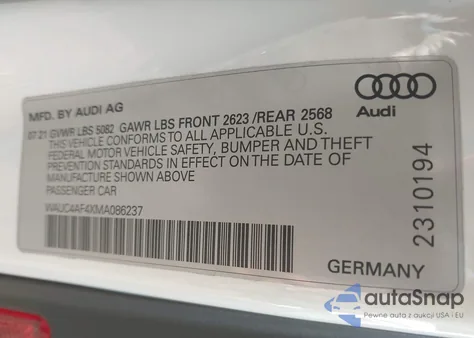 2021 Audi S4 Prestige Tfsi Quattro Tiptronic from USA, damaged, VIN WAUC4AF4XMA086237